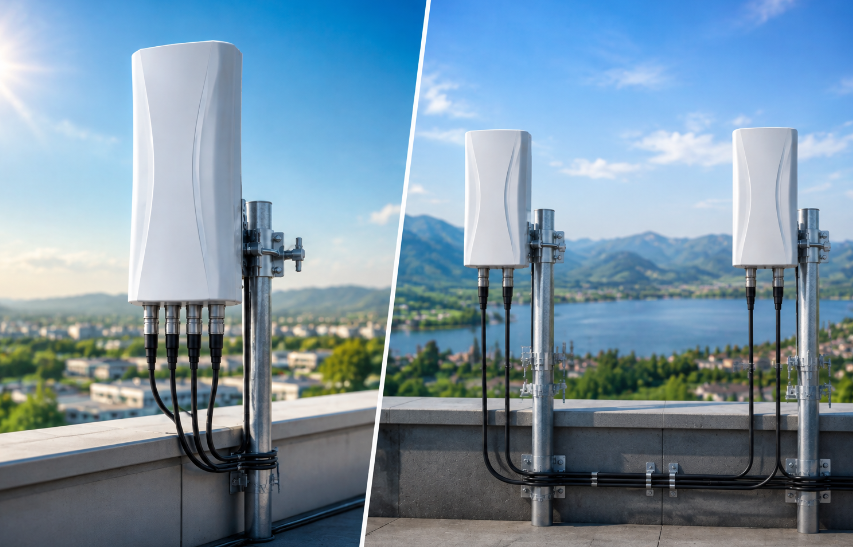 Comparison chart of integrated 4×4 MIMO Antenna vs. Two 2×2 MIMO Antennas