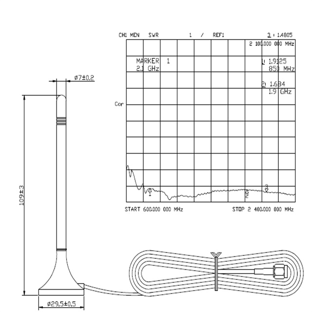 3G Magnet Antenna GL-DY016 drawing