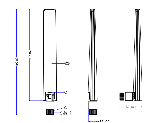  WiFi Rubber Antenna drawing