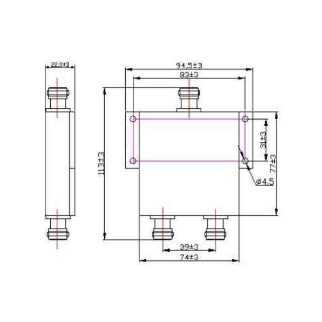  136-174MHz 50W N-F connector Power Splitter