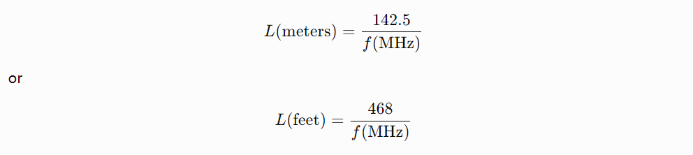 Dipole antenna length calculation formula